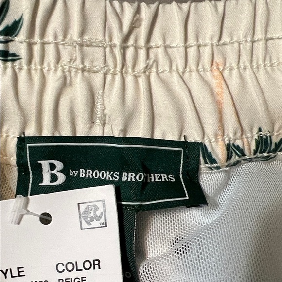Brooks Cream Palm Print Kids Swim Trunks - Picture 3 of 6